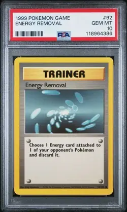 1999 POKEMON GAME BASE SET 92 ENERGY REMOVAL PSA 10 GEM MINT - Image 1