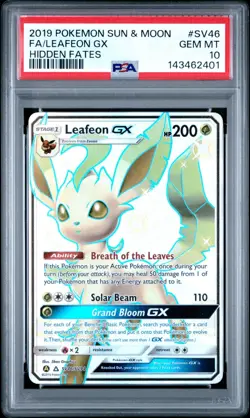 PSA 10 Pokemon 2019 Sun And Moon Hidden Fates Leafeon GX SV46 - Image 1