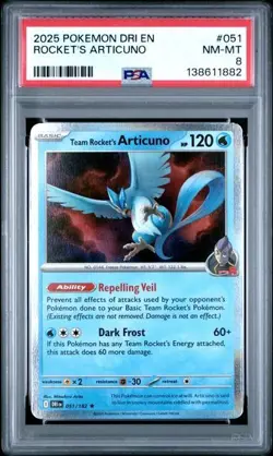 TEAM ROCKET'S ARTICUNO 051/182 Pokemon Destined Rivals PSA 8 NM-MT *hlb - Image 1