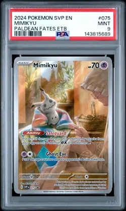 2024 POKEMON SVP PALDEAN FATES ETB PROMO #075 MIMIKYU PSA 9 - Image 1