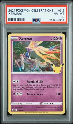2021 POKEMON CELEBRATIONS #012 XERNEAS PSA 8 - Image 1