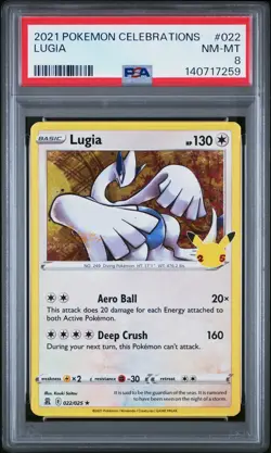 2021 POKEMON CELEBRATIONS #022 LUGIA PSA 8 - Image 1