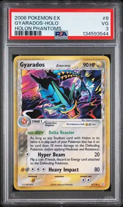 2006 POKEMON EX HOLON PHANTOMS #8 GYARADOS-HOLO PSA 3 - Image 1