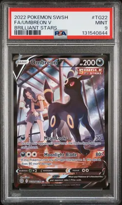 2022 POKEMON SWORD & SHIELD BRILLIANT STARS #TG22 FULL ART/UMBREON V PSA 9 - Image 1