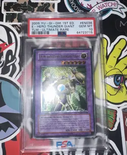 Yugioh E-Hero Thunder Giant Ultimate Rare 1st Edition (TLM-EN036) PSA 10 - Image 1