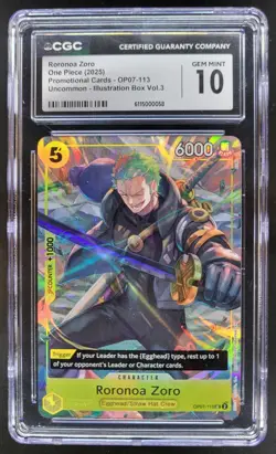 2025 ONE PIECE CCG RORONOA ZORO PROMO OP07-113 CGC 10 TL3 - Image 1