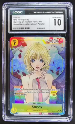2025 ONE PIECE CCG STUSSY SUPER RARE ALTERNATE ART OP13-110 CGC 10 TL3 - Image 1