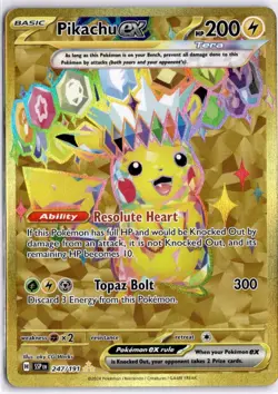 Pokemon Pikachu TCG EX Surging Sparks Holo Hyper Rare Gold Card 247/191 English - Image 1