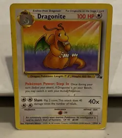 Dragonite - 19/62 - Pokemon Fossil Unlimited Rare Card WOTC HP Damaged - Image 1