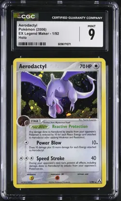 CGC 9 MINT Aerodactyl 2006 EX Legend Maker 1/92 Holo Pokemon Card - Image 1