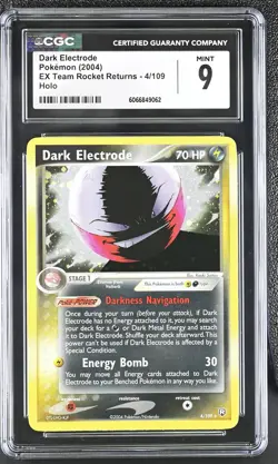 CGC 9 MINT Dark Electrode 2004 EX Team Rocket Returns 4/109 Holo Pokemon Card - Image 1