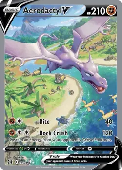 Aerodactyl V 180/196 Lost Origin Alt Art Ultra Rare Pokemon Card NM/M Pack Fresh - Image 1