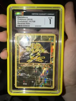 Pokemon Electabuzz Evolutions 41/108 Reverse Holo 2016 CGC 1 (POP 1) - Image 1