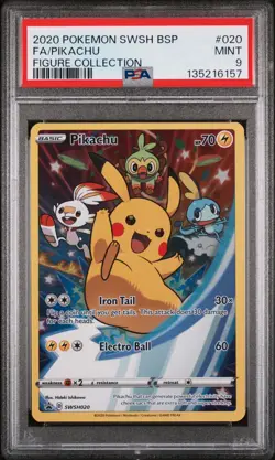 2020 POKEMON SWSH BLACK STAR PROMO FIGURE COLL #020 FULL ART/PIKACHU PSA 9 - Image 1