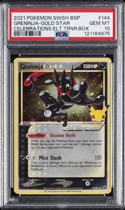 2021 POKEMON SWORD & SHIELD BLACK STAR PROMO #144 GRENINJA-GOLD STAR PSA 10 - Image 1