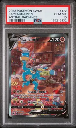 2022 POKEMON SWORD & SHIELD ASTRAL RADIANCE #172 FULL ART/MACHAMP V PSA 10 - Image 1