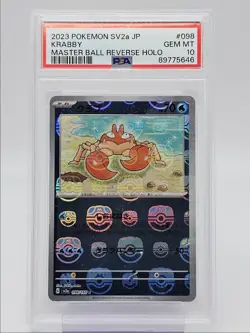 KRABBY 2023 POKEMON JAPANESE 151 MASTER BALL REVERSE HOLO 098/165 PSA 10 Q0004 - Image 1