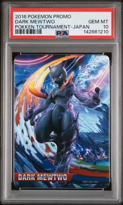 2016 POKEMON PROMO POKKEN TOURNAMENT JPN DARK MEWTWO PSA 10 - Image 1