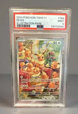 PSA 9 Eevee 188 Illustration Rare 2024 Pokemon TWM EN Mint - Image 1