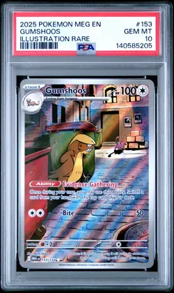 2025 POKEMON MEG EN-MEGA EVOLUTION ILLUSTRATION RARE #153 GUMSHOOS PSA 10 - Image 1