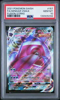 2021 POKEMON SWORD & SHIELD FUSION STRIKE #157 FULL ART/GENGAR VMAX PSA 10 - Image 1