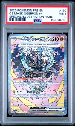 2025 POKEMON PRE EN-PRISMATIC EVOLUTIONS #160 CORNERSTONE MASK OGERPON EX PSA 9 - Image 1