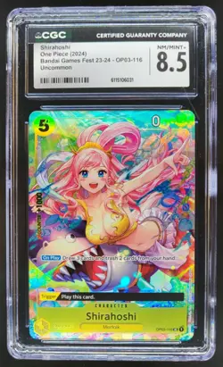 2024 ONE PIECE CCG SHIRAHOSHI BANDAI GAMES FEST OP03-116 CGC 8.5 TL3 - Image 1