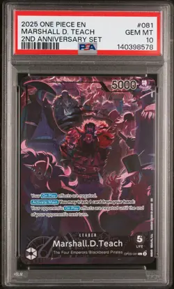 2025 ONE PIECE ENGLISH VERSION 2ND ANV SET #081 MARSHALL D. TEACH PSA 10 - Image 1