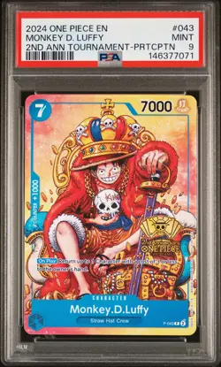 2024 ONE PIECE PROMOS 2ND ANV TOURNAMENT-PARTICIPATION MONKEY D. LUFFY PSA 9 - Image 1