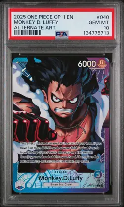 2025 ONE PIECE OP11-A FIST OF DIVINE SPEED ALTERNATE ART MONKEY D. LUFFY PSA 10 - Image 1