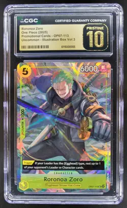 2025 ONE PIECE CCG RORONOA ZORO PROMO OP07-113 CGC 10 PRISTINE TL3 - Image 1