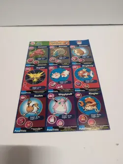Pokemon THE FIRST MOVIE CARDS 1997 BURGER KING #6 UNCUT SHEET (9 cards} - Image 1