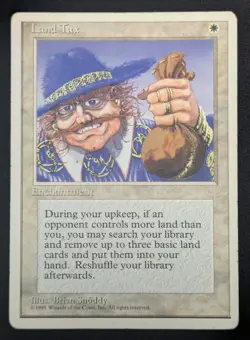 MTG Land Tax- DAMAGED -4th Edition Magic the Gathering Card # 034 - Image 1