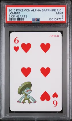 2015 POKEMON ALPHA SAPPHIRE PLAYING CARDS 6 OF HEARTS LOMBRE PSA 9 - Image 1