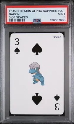 2015 POKEMON ALPHA SAPPHIRE PLAYING CARDS 3 OF SPADES BAGON PSA 9 - Image 1
