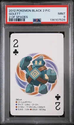 2012 POKEMON BLACK 2 PLAYING CARDS 2 OF SPADES GOLETT PSA 9 - Image 1