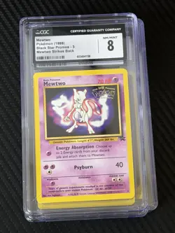 CGC 8 Mewtwo Movie Promo Mewtwo Strikes Back 1999 Pokemon Card #3 - Image 1