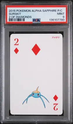 2015 POKEMON ALPHA SAPPHIRE PLAYING CARDS 2 OF DIAMONDS SURSKIT PSA 9 - Image 1