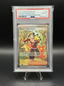 Pokemon Ethan's Adventure Full Art Trainer Card 221/182 Destined Rivals PSA 10 - Image 1