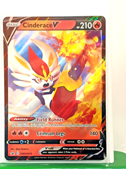 Cinderace V SWSH015 SWSH: Sword & Shield Promo Cards Holo Black Star Promo NM - Image 1