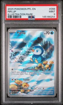 PIPLUP #098 ILLUSTRATION RARE 2025 POKEMON PFL EN PHANTASMAL FLAMES PSA 9 MINT - Image 1