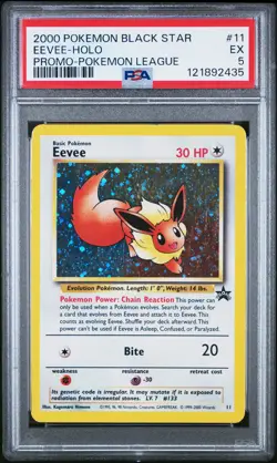 2000 POKEMON PROMO BLACK STAR POKEMON LEAGUE #11 EEVEE-HOLO PSA 5 - Image 1