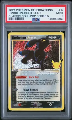2021 POKEMON CELEBRATIONS CLASSIC COLL #17 UMBREON-GOLD STAR PSA 9 - Image 1