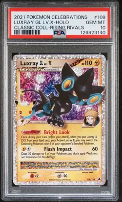 2021 POKEMON CELEBRATIONS CLASSIC COLL #109 LUXRAY GL LV.X-HOLO PSA 10 - Image 1