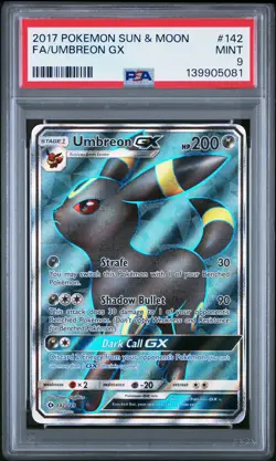 2017 POKEMON SUN & MOON #142 FULL ART/UMBREON GX PSA 9 - Image 1