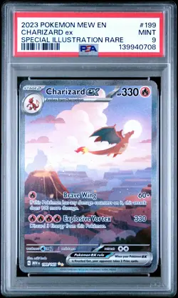 2023 POKEMON MEW EN-151 SPECIAL ILLUSTRATION RARE #199 CHARIZARD EX PSA 9 - Image 1