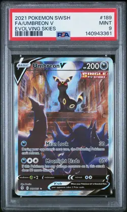 2021 POKEMON SWORD & SHIELD EVOLVING SKIES #189 FULL ART/UMBREON V PSA 9 - Image 1