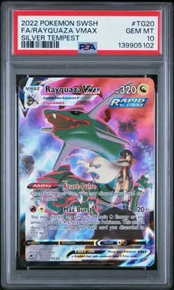 2022 POKEMON SWORD & SHIELD SILVER TEMPEST #TG20 FULL ART/RAYQUAZA VMAX PSA 10 - Image 1