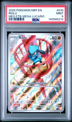 2025 POKEMON MEP EN-ME MEGA EVOLUTION ETB PROMO #010 RIOLU PSA 9 - Image 1