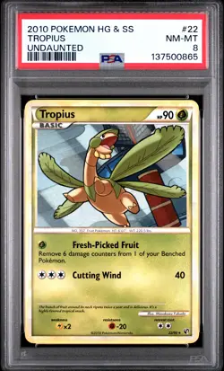 2010 POKEMON HEARTGOLD & SOULSILVER UNDAUNTED #22 TROPIUS PSA 8 - Image 1